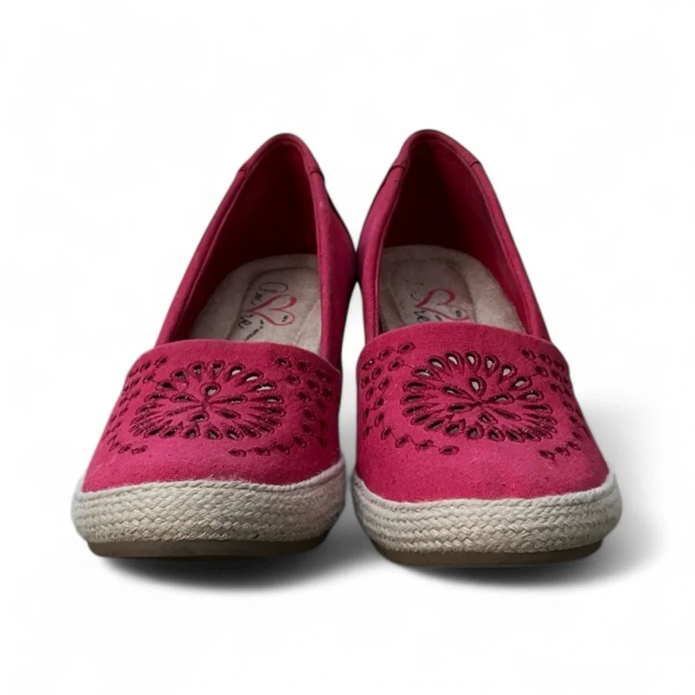 Mia Amore Franki Espadrille Wedge in Red Canvas w/ Memory Foam Sz 8